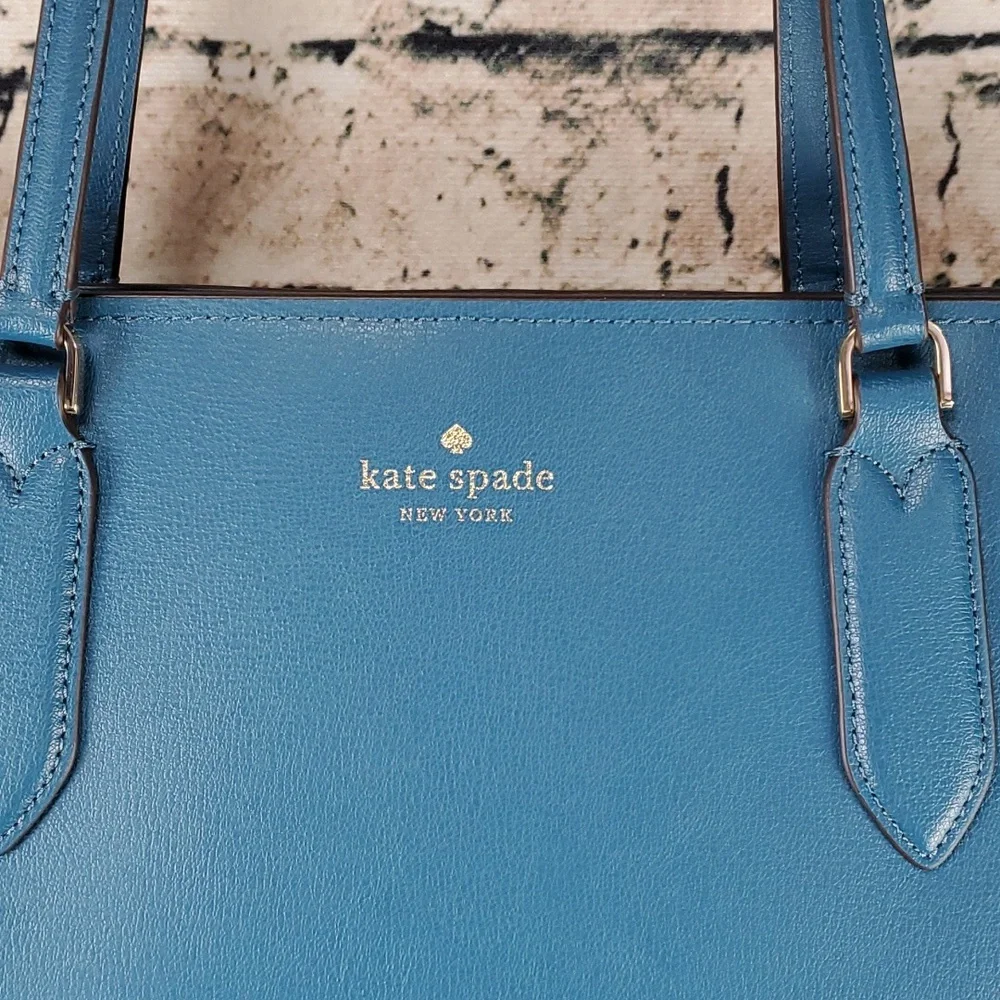 Kate Spade | Harper Peacock Blue Leather Tote Shoulder Bag - Picture 2 of 11